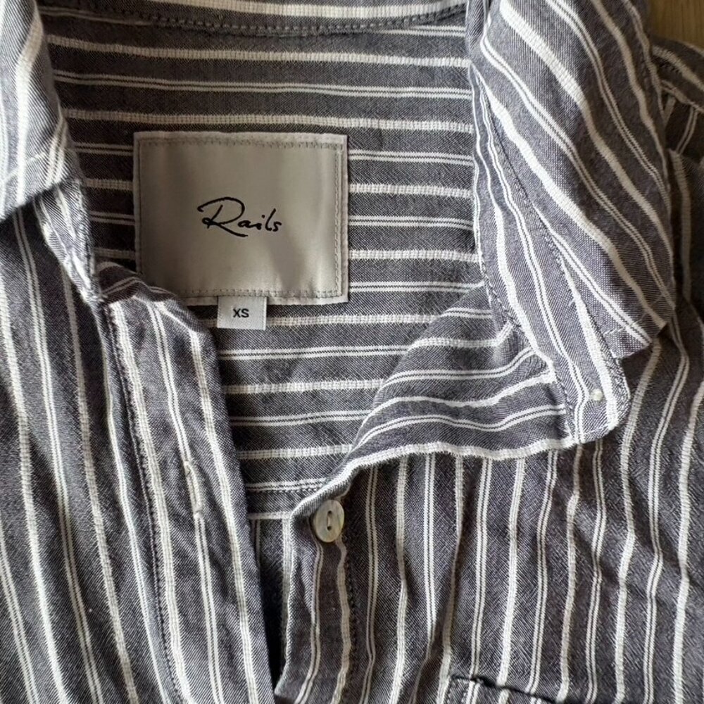 ** Rails Elle shoreditch Stripe Shirt blouse gray stripe XS - Picture 6 of 8